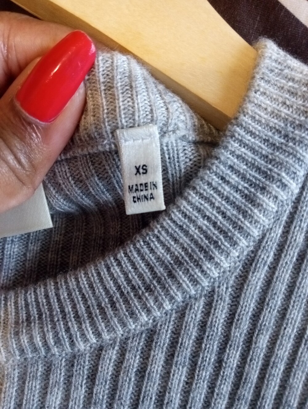 7 For All Mankind Ribbed Gray Knit Puff Sleeve Sweater Top - Picture 4 of 9